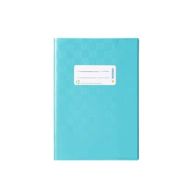 Afbeelding van HERMA 7436 A5 notitieboek cover van turquoise raffia met etiket en structuur duurzame gemakkelijk te reinigen polypropyleenfolie