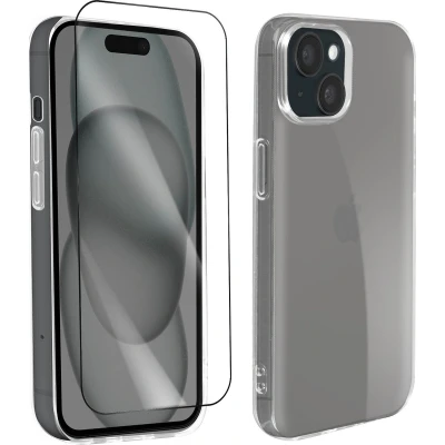 Afbeelding van Bigben Connected Telefoonhoesje + 2,5D Screenprotector geschikt voor iPhone 15 Transparant