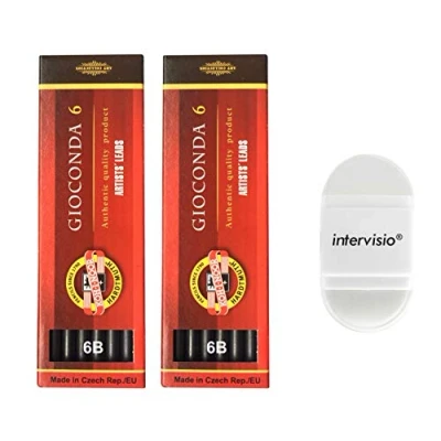 Afbeelding van Koh I Noor Grafiet vullingen 5,6 mm hardheid 6B voor vulpotlood, Gioconda Artist Mine, lengte 120 mm, set van 2 etui + intervisio grootte potlood/gum bundel