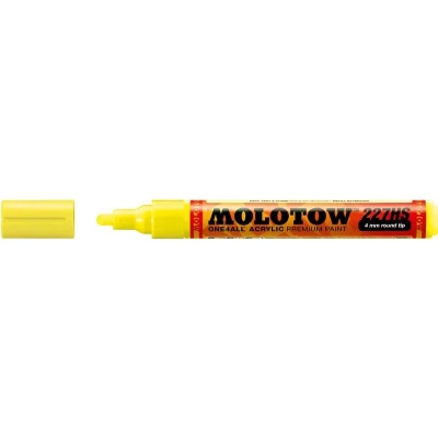 Afbeelding van Molotow ONE4ALL 4mm Acryl Marker Fluoriserend Geel Geschikt voor vele oppervlaktes zoals canvas, hout, steen, keramiek, plastic, glas, papier, leer...