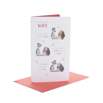 Afbeelding van UK Greetings verjaardagskaart voor vrouwen schattige Disney haar Lady and The Tramp vrouwen, beige, 24,9 x 15,9 0,7 cm; 30 g