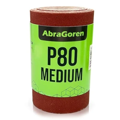 Afbeelding van P80 Schuurpapierrol, 11,5 cm x 5 m, voor hout en muren, medium schuurpapier, korrel 80