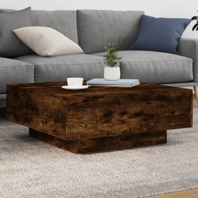 Afbeelding van Salontafel met LED verlichting 80x80x31 cm gerookt eikenkleurig