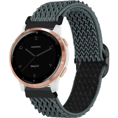 Afbeelding van iMoshion Elastisch nylon 18 mm bandje Geschikt voor Garmin Vivoactive 4s / 3s Venu 2s Vivomove Fossil Gen 6 5e Lichtgrijs