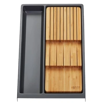 Afbeelding van Orga Box SEPARADO multifunctionele opslag individuele leisteen grijs generfd (300 x 474 51 mm) kastbreedte 40 cm inclusief bamboe messenhouder voor maximaal 9 messen