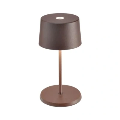 Afbeelding van Zafferano Olivia Mini Tafellamp Oplaadbare Buitenlamp Roest Bruin Spatwaterdicht (IP65) Bureaulamp Snoerloos Dimbare LED Lamp Draadloos Oplaadstation Terraslamp USB Oplaadbaar 22 cm x Ø11