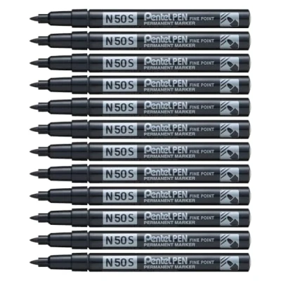 Afbeelding van Pentel Pen N50S A Permanente marker, fijne punt, zwart, 12 stuks