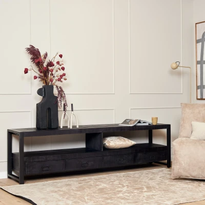 Afbeelding van StarFurn Tv Meubel Boaz Zwart 220cm