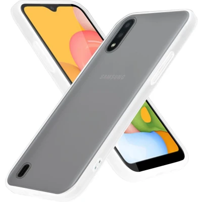Afbeelding van Cadorabo Hoesje geschikt voor Samsung Galaxy A01 in Mat Transparant Hybride beschermhoes met TPU siliconen Case Cover binnenkant en matte plastic achterkant