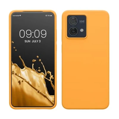 Afbeelding van kwmobile telefoonhoesje geschikt voor Motorola Moto G84 5G Hoesje met siliconen coating Smartphone case in fruitig oranje
