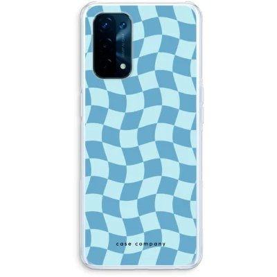 Afbeelding van Case Company® hoesje geschikt voor Oppo A74 5G Grid Blauw Soft Cover Telefoonhoesje Bescherming aan alle Kanten en Schermrand