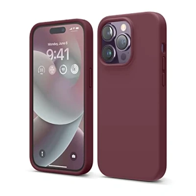 Afbeelding van elago Hoesjes van vloeibare siliconen compatibel met iPhone 14 Pro (6,1 inch) beschermhoes gemaakt premium volledige bescherming, schokbestendig, 4 structuren, zachte microvezel voorkomt krassen (zwart)