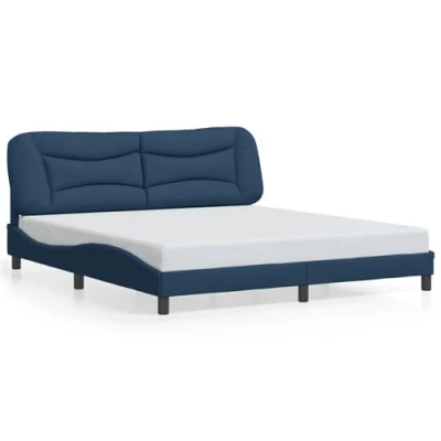 Afbeelding van vidaXL Bedframe met LED zonder matras &quot;Hvar&quot; 180x200 cm stof blauw
