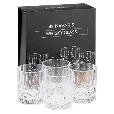 Afbeelding van Navaris set van 4 whiskeyglazen 290ml whiskey glazen in cadeauverpakking Vaatwasserbestendig
