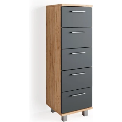 Afbeelding van Vicco Badkamerkast Ilias, Krachtige eik goud/Antraciet, 30 x 95 cm
