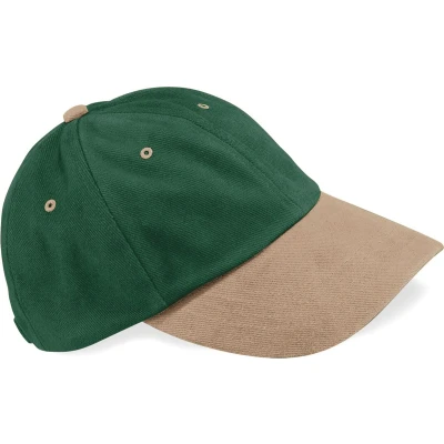 Afbeelding van Beechfield Laag profiel pet in geborsteld katoen B57 Forest Green / Taupe