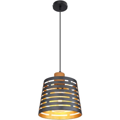 Afbeelding van Globo hanglamp Ablona zwart metaal 25 cm E27 fitting 15451H