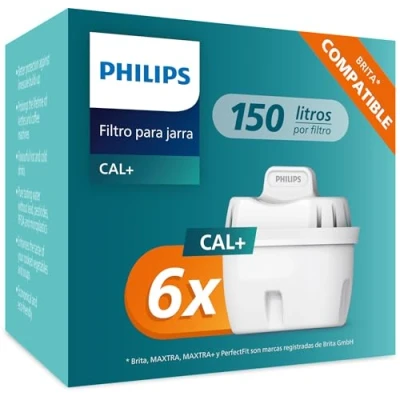 Afbeelding van Philips 6 x Softening+ reservefilterpatronen, Brita compatibel, tot 50% meer waterhardheid