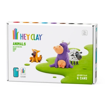 Afbeelding van Hey Clay Boetseerklei Dieren Schaap, Hondje en Koe (6 potjes)
