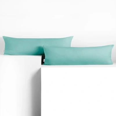 Afbeelding van DecoKing 2 kussenslopen 20 x 120 cm katoen jersey met ritssluiting licht turquoise barnsteen