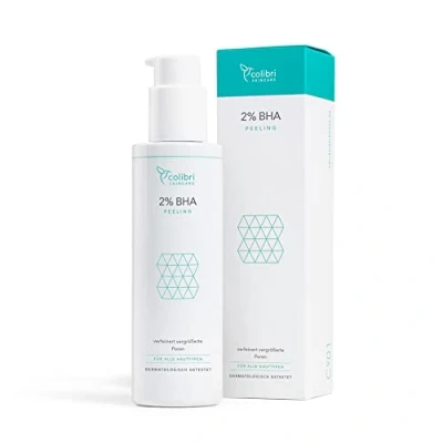 Image de colibri skincare 2% BHA PEELING (100ml) Gel exfoliant à base d’acide salicylique (salicylic acid) pour une peau purifiée en profondeur Minimise les points noirs et boutons Made in Germany