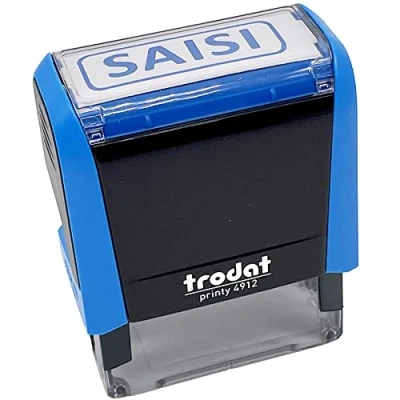 Afbeelding van Trodat x print 4912 navulbare stempel met automatische inkt, SAISI tekst, blauwe afdrukformaat 47 18 mm