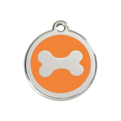 Afbeelding van Bone Orange roestvrijstalen hondenpenning medium/gemiddeld dia. 3 cm RedDingo