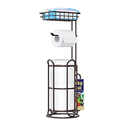 Afbeelding van toiletpapierhouder met plank, en tijdschriftenhouder, compatibel megarollen, telefoons doekjes