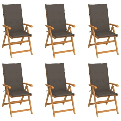 Afbeelding van Tuinstoelen 6 st met taupe kussens massief teakhout