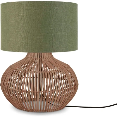 Afbeelding van GOOD&amp;MOJO Tafellamp Kalahari Groen/Rotan Ø32cm Modern