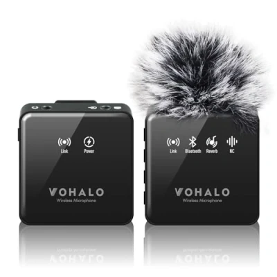 Afbeelding van VOHALO Lavalier Draadloze microfoon met real time monitoring audio ducking begeleiding ruisonderdrukking Bluetooth voor iPhone iPad Android telefoon PC