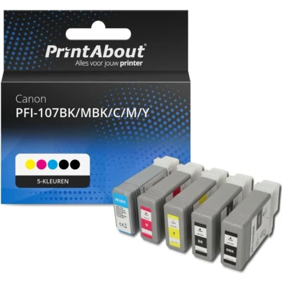 Afbeelding van Huismerk Canon PFI 107BK/MBK/C/M/Y Inktcartridge 4 kleuren Voordeelbundel