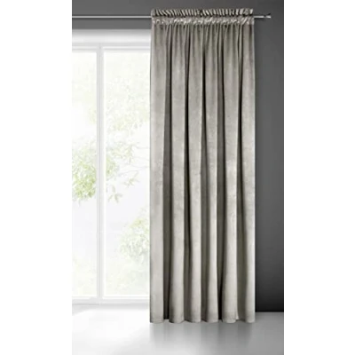 Afbeelding van Eurofirany Pierre Velvet Fluwelen gordijn met plooiband, 1 stuk, 215 g/m², voor woonkamer, slaapkamer, modern klassiek, donkerbeige, 140 x 300 cm