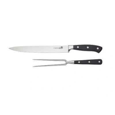 Afbeelding van Trancheer Messenset, Vleesmes 23 CM, Vleesvork 13.5 2 Delig, RVS MasterClass