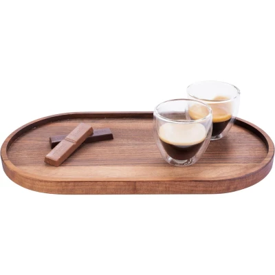 Afbeelding van Bowls and Dishes Pure Walnut Wood Duurzaam Serveertray ovaal L 32 x 17 cm walnoot hout BBQ tip!