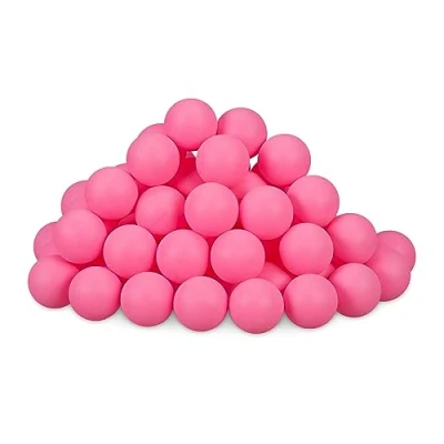 Afbeelding van Relaxdays beer pong balletjes set van 100 roze 40 mm tafeltennisballetjes buiten