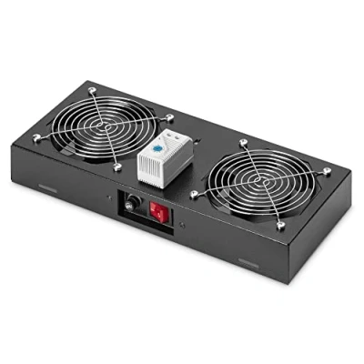 Image de DIGITUS Professional Line DN 19 FAN 2 WM T SW tiroir pour ventilateur de rack avec thermostat (2 ventilateurs)