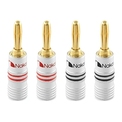 Afbeelding van Nakamichi Banaanstekker verguld 24K 12AWG 18AWG 4mm kaliber voor luidsprekers hifi versterker AV ontvanger stereo thuisbioscoop audio kabel schroefconnector 4 stuks (2 paar)