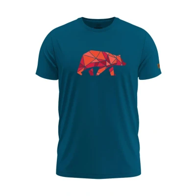 Afbeelding van FORSBERG Rönsson T shirt met stijlvol beer borstlogo ronde hals voor heren vrije tijd en werk, Blauw, L