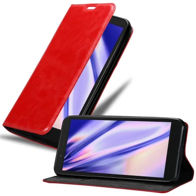 Afbeelding van Cadorabo Hoesje geschikt voor Alcatel 1C 2019 in APPEL ROOD Beschermhoes met magnetische sluiting, standfunctie en kaartvakje Book Case Cover Etui