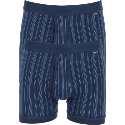 Afbeelding van SCHIESSER Original Classics shorts (2 pack) Feinripp met gulp blauw gestreept Maat: L