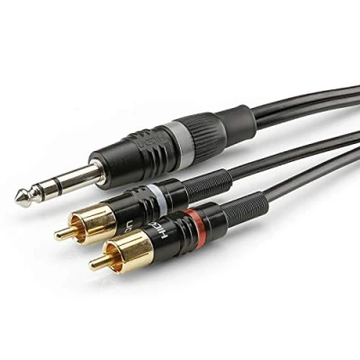 Afbeelding van Sommer Cable HBP 6SC2 0150 Jackplug / Cinch Audio Aansluitkabel [2x stekker 1x male 6,3 mm (stereo)] 1.50 m Zwart