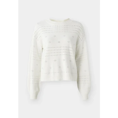 Afbeelding van VILA Viril Oneck Pointelle Trui, Dames, Maat: XS, White alyssum