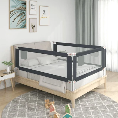 Afbeelding van vidaXL Bedhekje peuter 200x25 cm stof donkergrijs