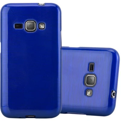 Afbeelding van Cadorabo Hoesje geschikt voor Samsung Galaxy J1 2016 in BLAUW Beschermhoes van flexibel TPU silicone Case Cover Brushed design