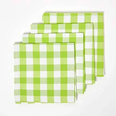 Afbeelding van Homescapes groen geruite katoenen servetten in een verpakking van 4