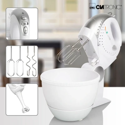 Afbeelding van Clatronic HMS 2739 Handmixer set met mengkom Staande mixer Staafmixer Wit
