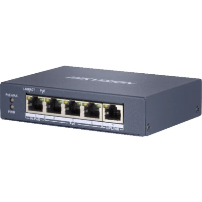 Afbeelding van Hikvision DS 3E0505HP E Pro Series 4 poort Fast Ethernet Smart unmanaged PoE switch met 1x Hi en RJ45