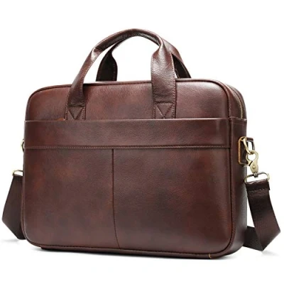 Afbeelding van zakelijke tas voor heren, schooltas, tassen van echt leer, 35,6 cm, aktetas, boodschappentas, schoudertas, Bruin 4026, Retro, uniek