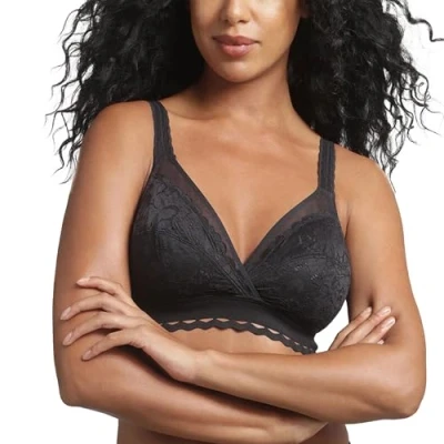 Image de Playtex Soutien gorge sans armature cœur croisé féminin recyclé, black, 105C